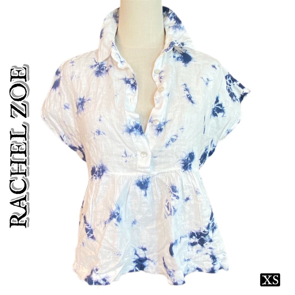 Rachel Zoe Tie Dye Babydoll Linen Top XS - Picture 1 of 8